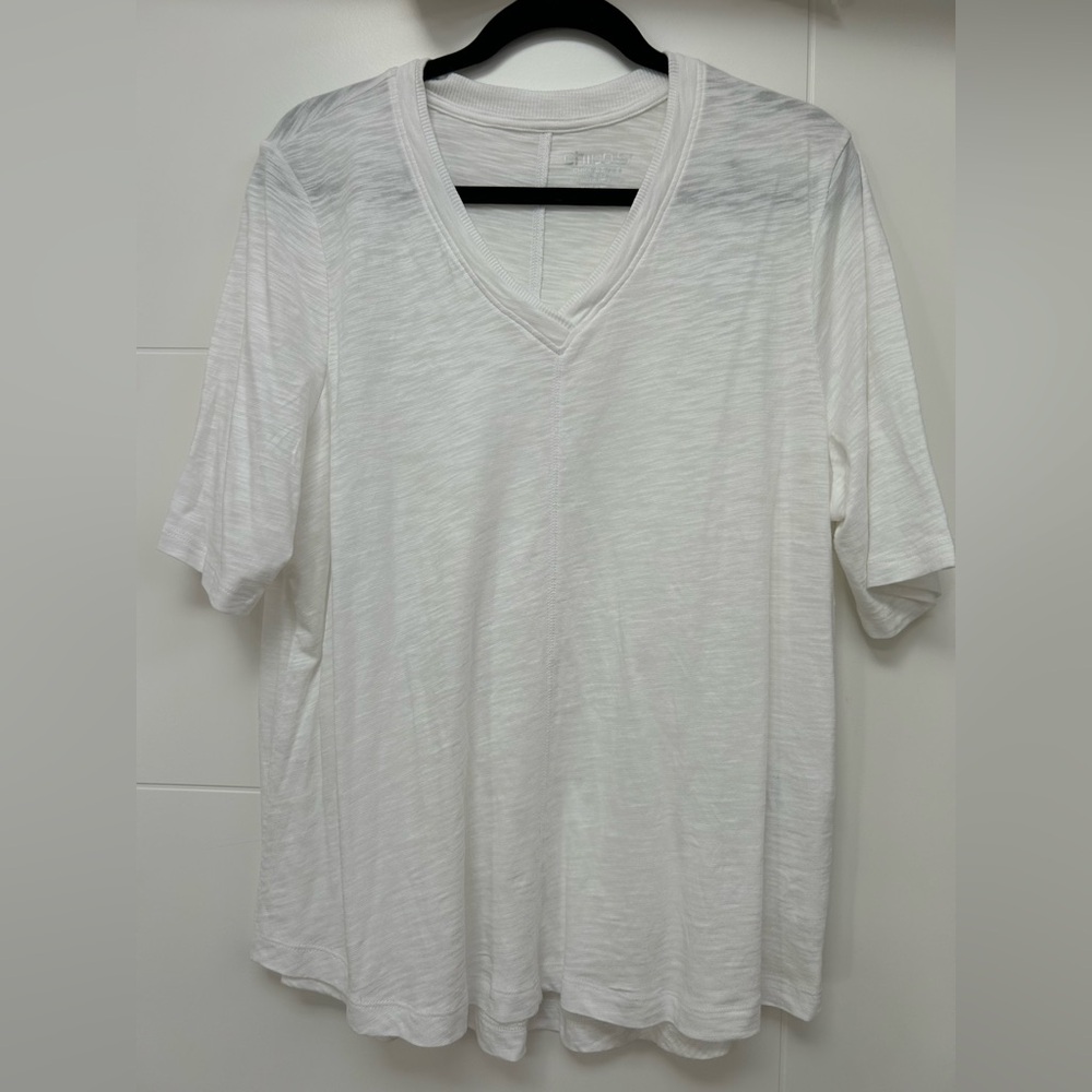 Chico's A Line Elbow Sleeve Cotton Slub Tee